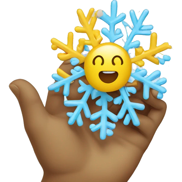 Yellow google emoji holding a snowflake emoji