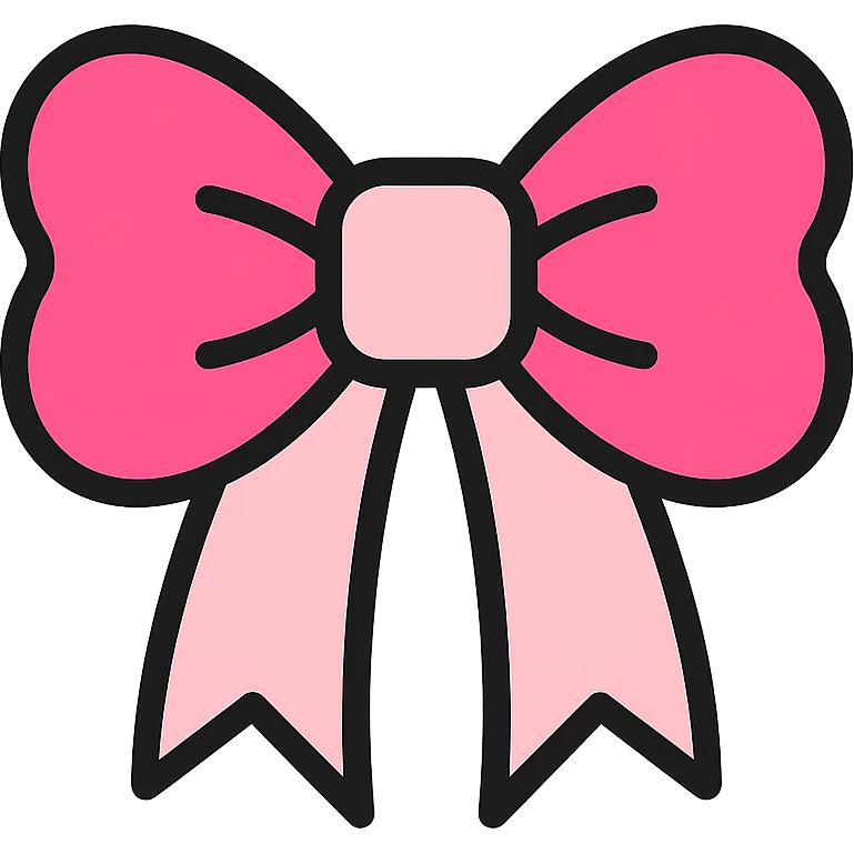 cute bow, pink and baby pink, color outline icon style emoji