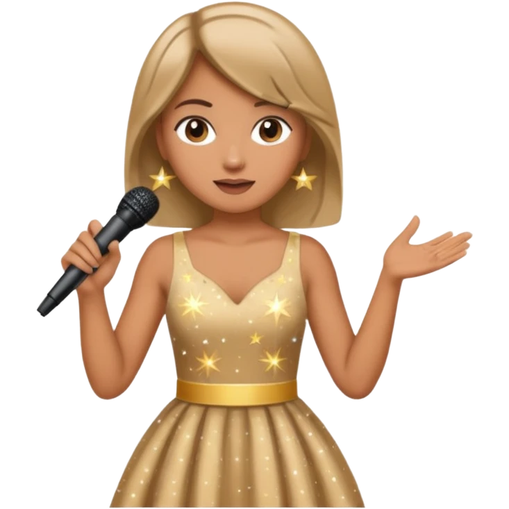 dọa cat is singing, 2 hands holding mirco and twinkle dresss emoji