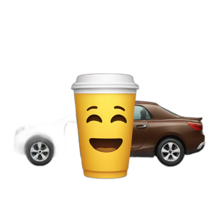 A car and coffee emoji