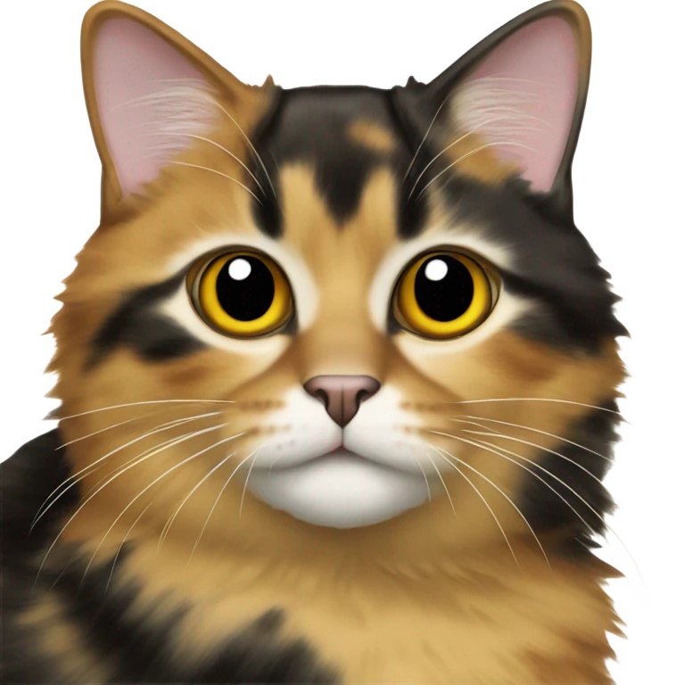 Tortoiseshell cat with yellow and black and white and is medium emoji