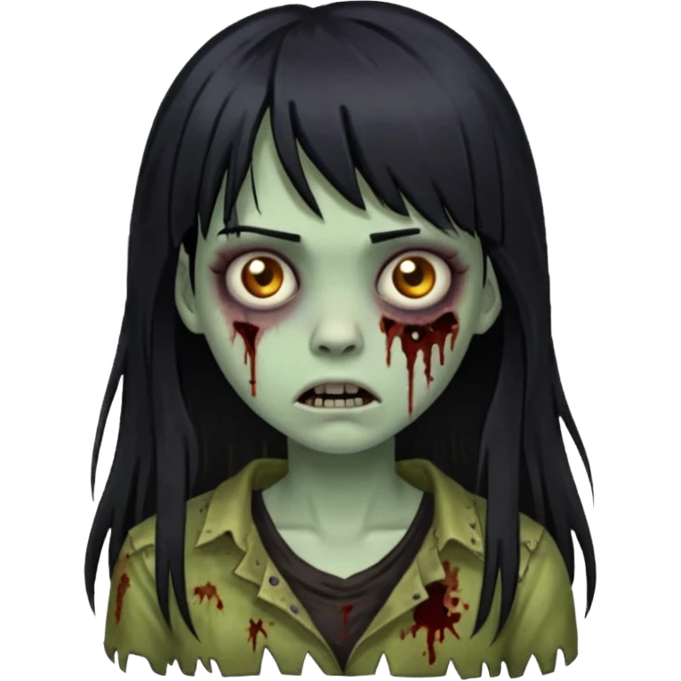 girl zombie with black long hair and bangs emoji