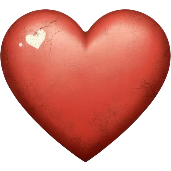 vintage heart, faded red, textured look emoji