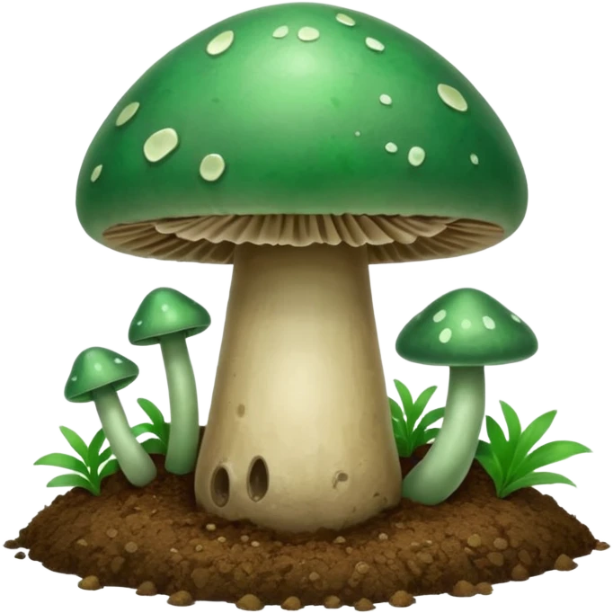 jade magic mushroom with dirt emoji
