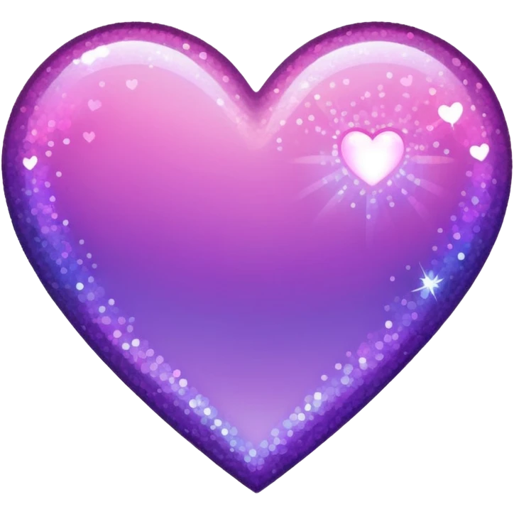 glitter heart, pink to purple ombre emoji