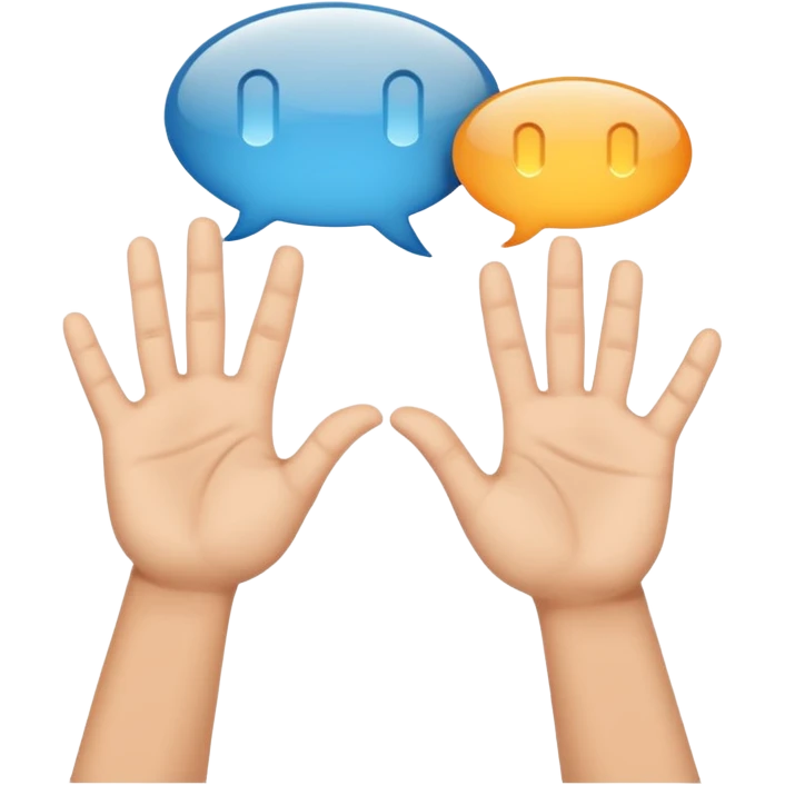 two hands forming a gesture in a speech bubble emoji