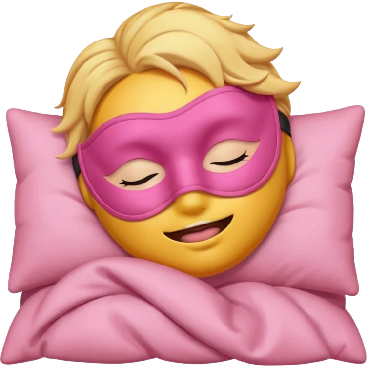 sleeping emoji with pink mask emoji