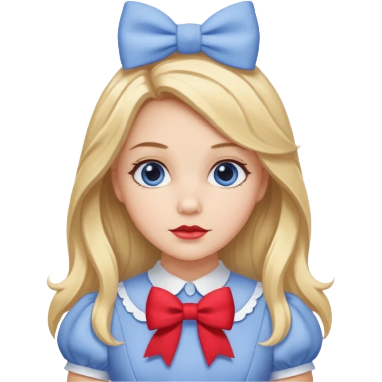 Dorothy Gale from The Land of Oz with long blonde hair, periwinkle outfit, red bow emoji