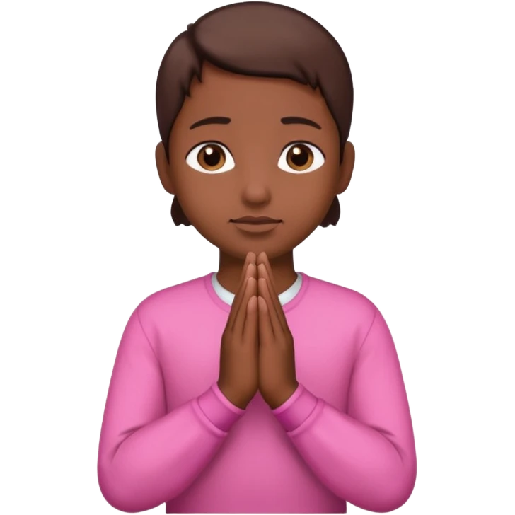 Brown praying hands with pink sleeves emoji