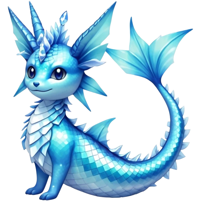 Shiny Exotic Colorful Vaporeon-Amaura-Aurorus-Fakémon-hybrid-creature (full body)  emoji