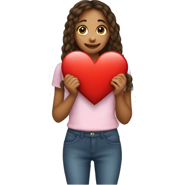 A girl holding a bestfriend heart emoji