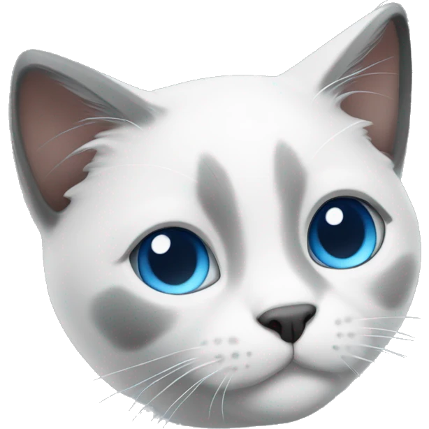 white/black/gray cat with blue eyes emoji
