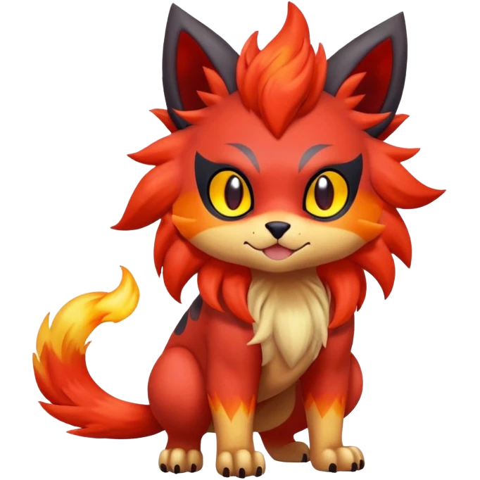Zorua-Pyroar-Litten-Fakémon-hybrid-creature (full body)  emoji