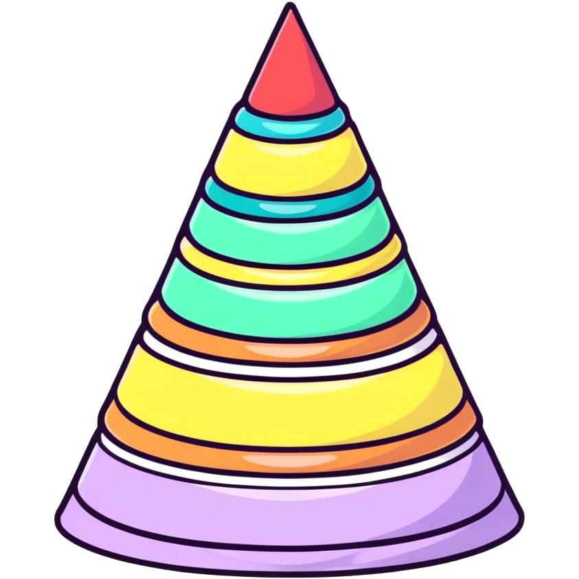 cute pastel pink stacking pyramid toy with colorful rings emoji