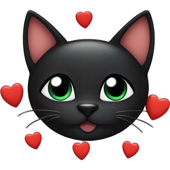 Black cat with hearts emoji