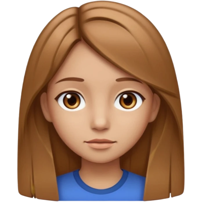 Fille châtain raie au milieu cheveux long et yeux marron et peau beige cheveux lisse pas de4iere les oreilles  emoji