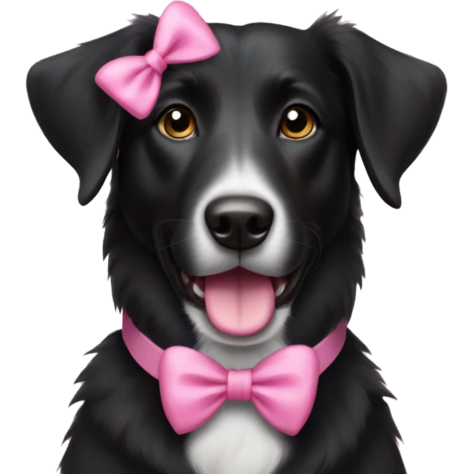 Black collie lab mix dog with a pink bow  emoji
