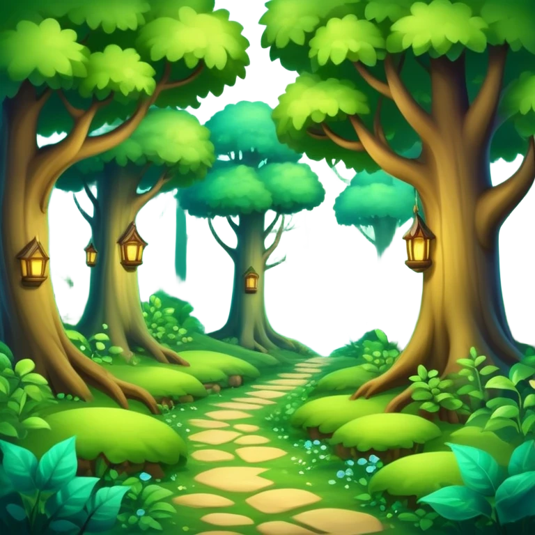 enchanted forest scene with lush trees and magical atmosphere emoji