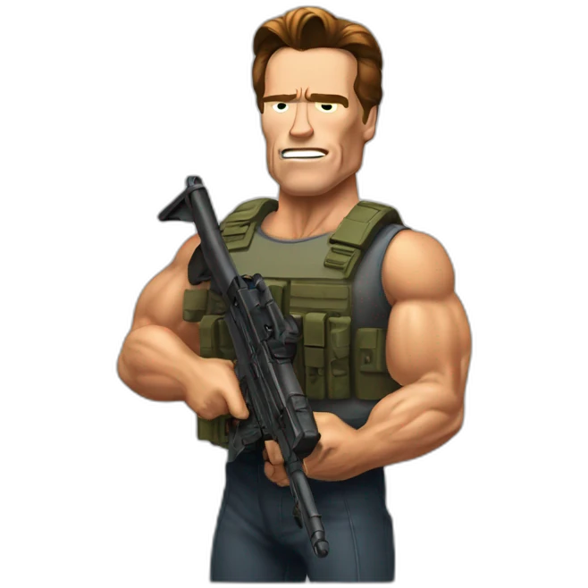 Schwarzenegger with submachine gun emoji