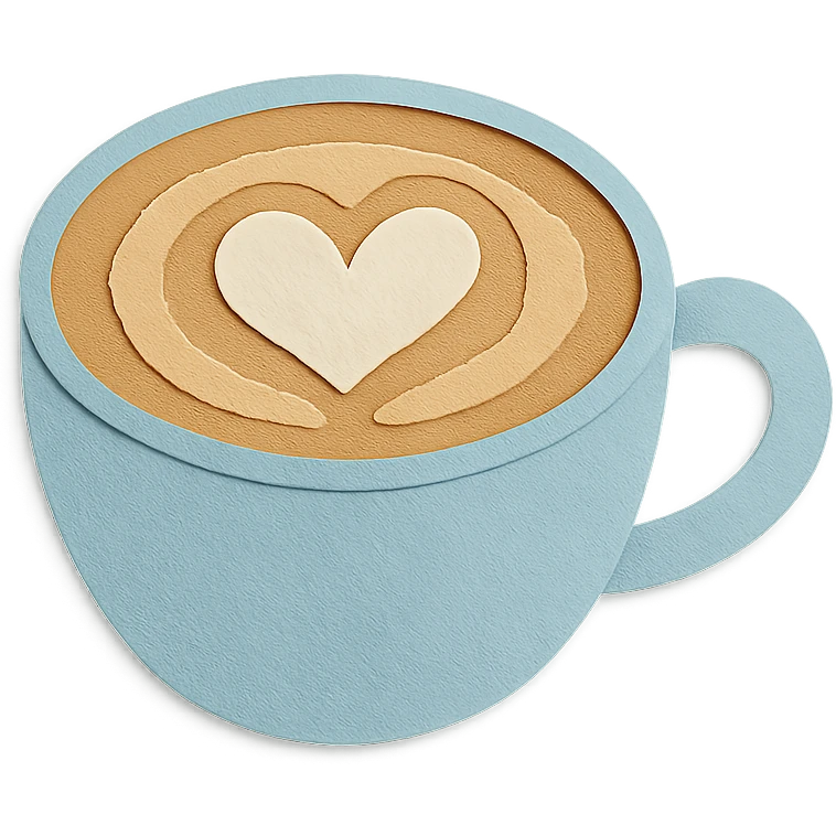 latte art in a cup with latte art shaped like a heart, soft pastel colors emoji