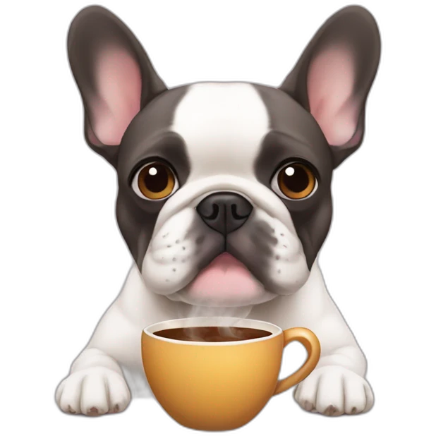 french bulldog drinking coffee emoji