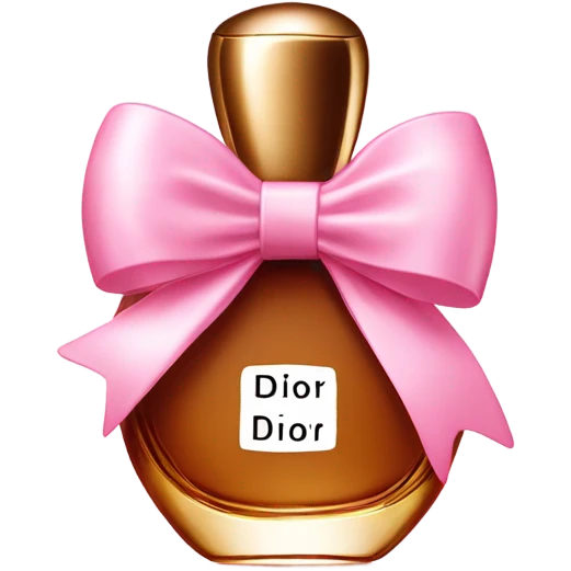 Brown Dior perfume with a pink bow emoji