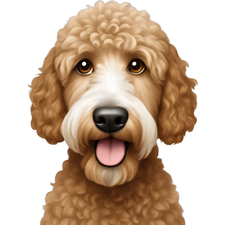 brown standard goldendoodle and white miniature poodle emoji