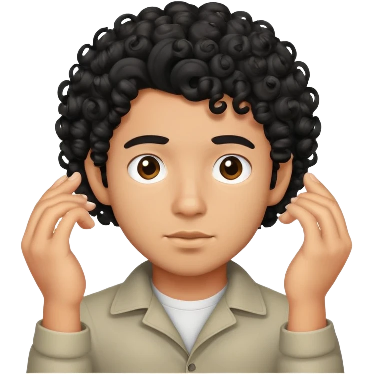 gay Mexican boy with black curly hair curling his hair  emoji