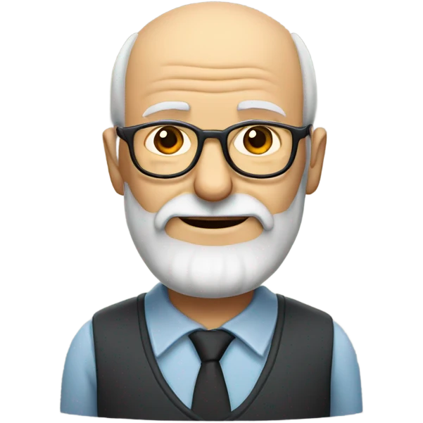 Balding old man thin hair on top, with beard and glasses emoji