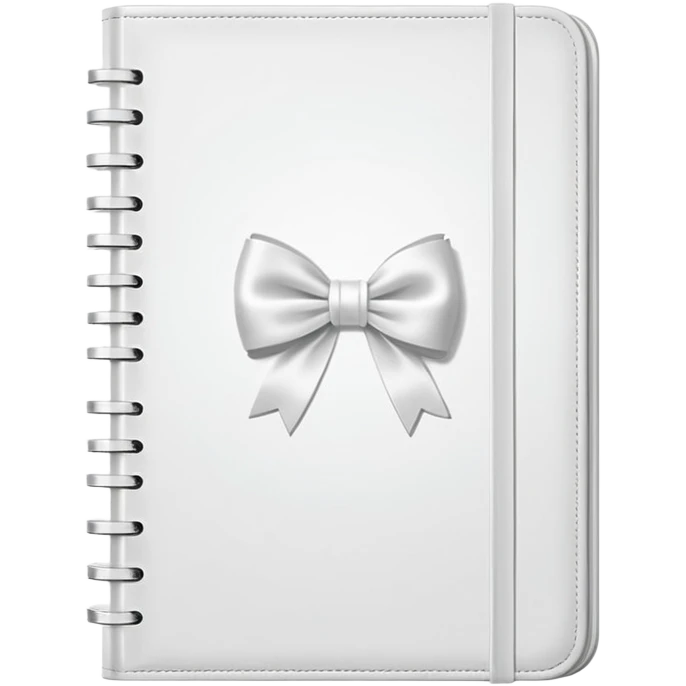 Carnet de Journaling blanc avec un nœud en satin  emoji