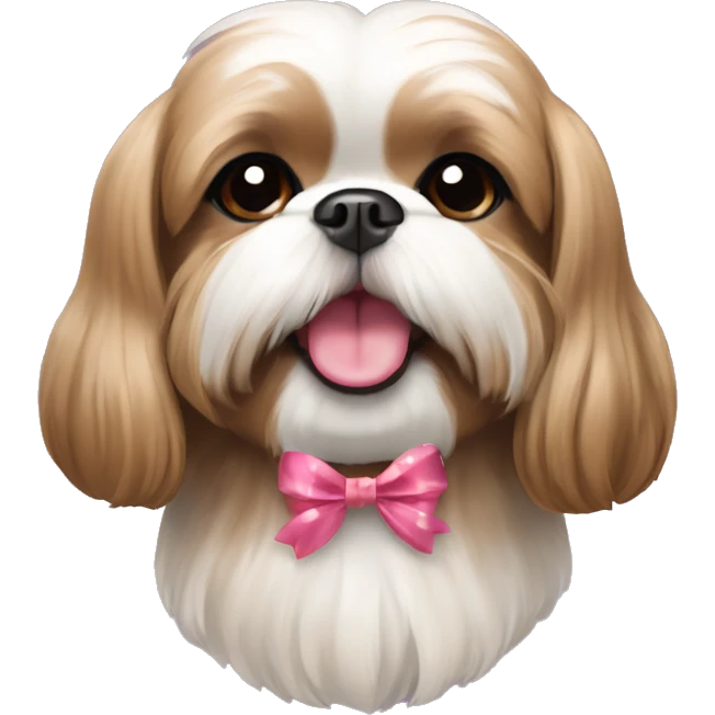 light brown shihtzu with a bow in her head smiling emoji