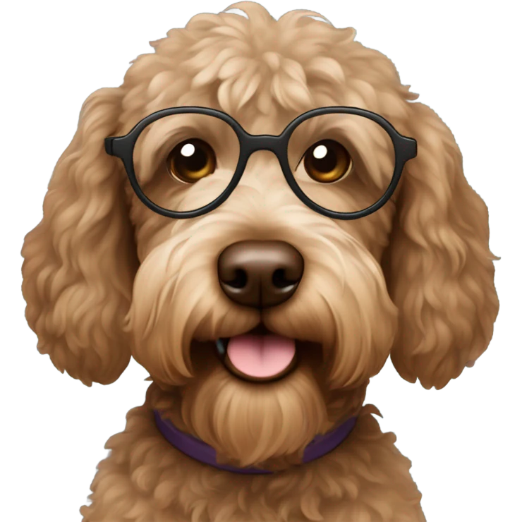 brown labradoodle wearing glasses emoji