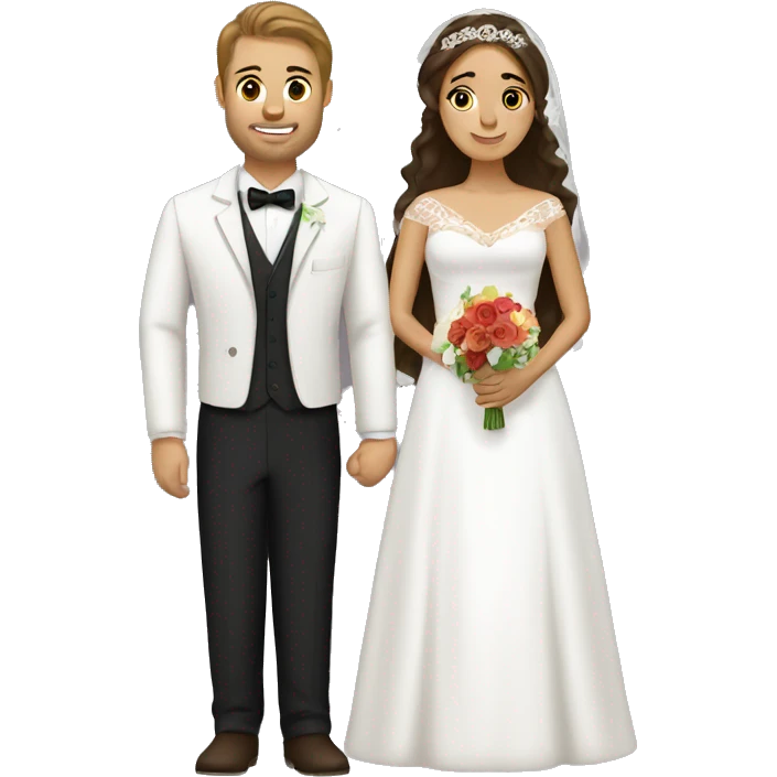 Mexican bride and white groom with brown hair emoji
