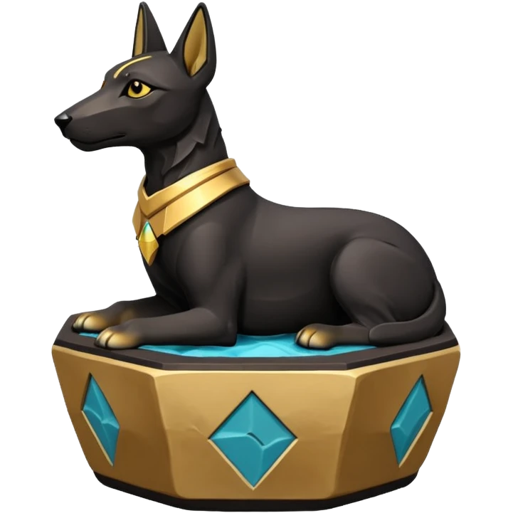  Soothing black fur Anubis tiny statuette puppy badly-cracked irregular-dodecagon bonsai pot  emoji