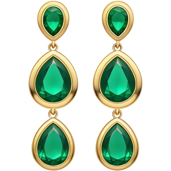 A pair of bold earrings in  rich emerald green, sleek modern design emoji