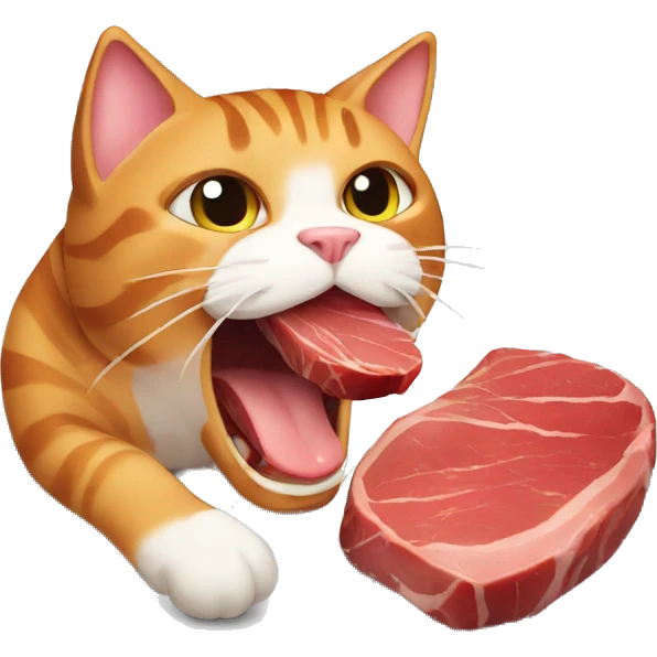 Cat eating steak emoji