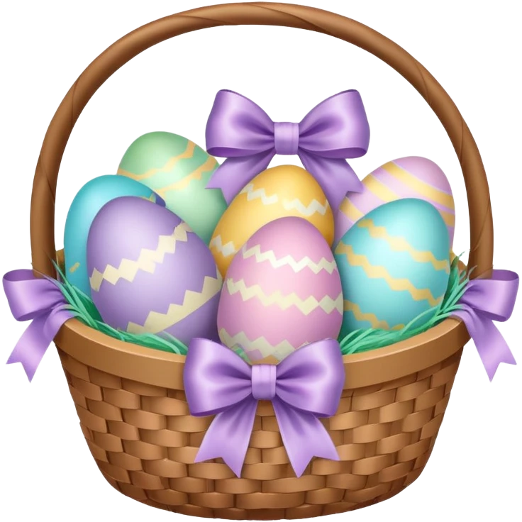 easter eggs in basket with a bow emoji