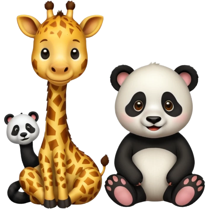 giraffe and panda sitting in a village emoji