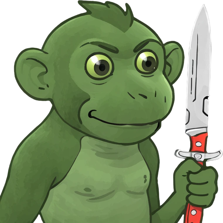 Monkey holding a knife emoji