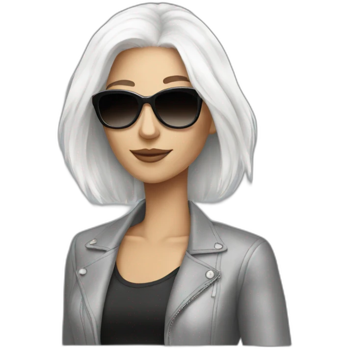 Fashion woman white hair sunglasses emoji