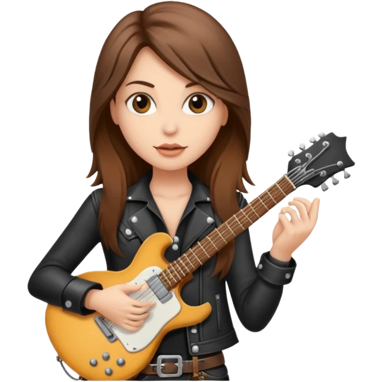 A fair skin rocker chick with long brown hair holding a large blank sign emoji