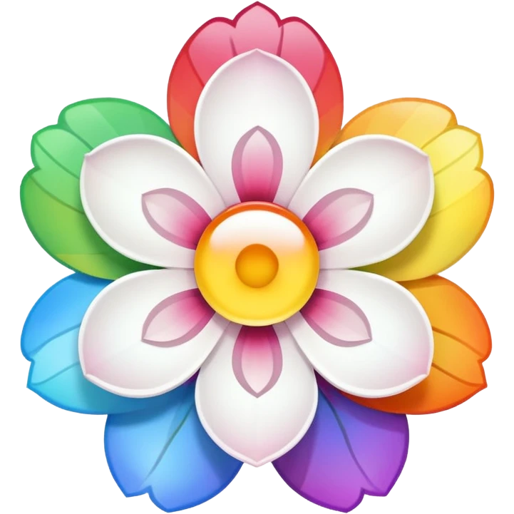 white sakura with a rainbow center emoji