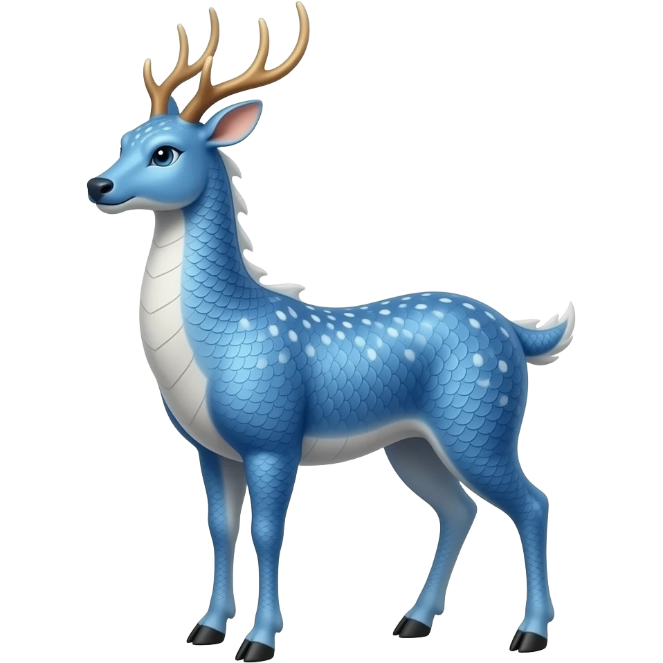 Blue Chinese dragon deer hybrid emoji
