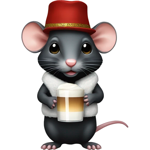 Black rat in a white Russian ushanka hat emoji