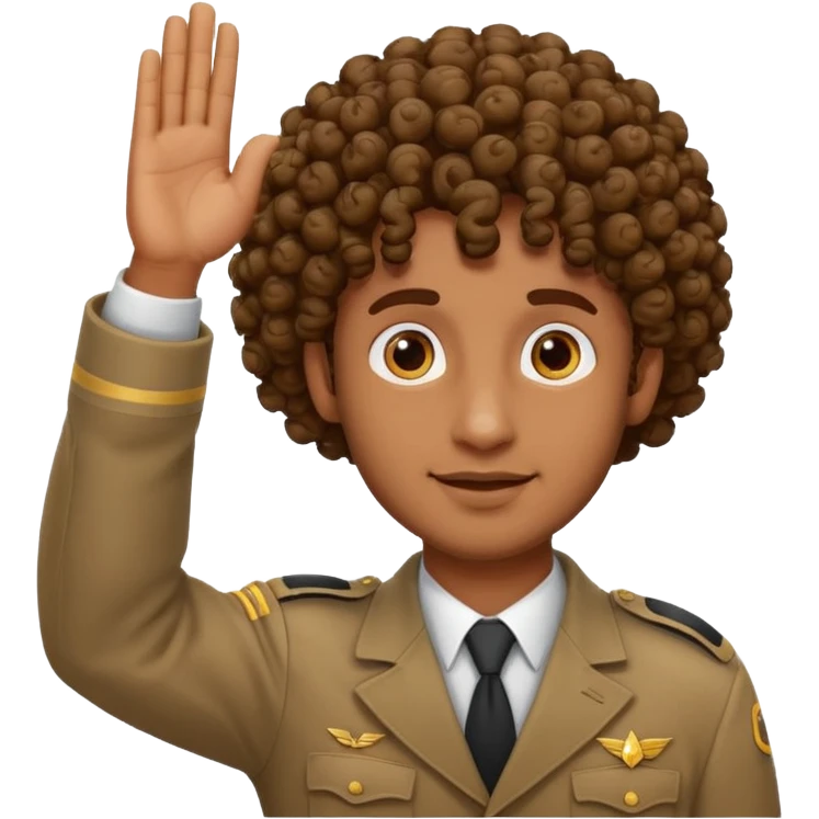 Curly head brown guy Salute  emoji