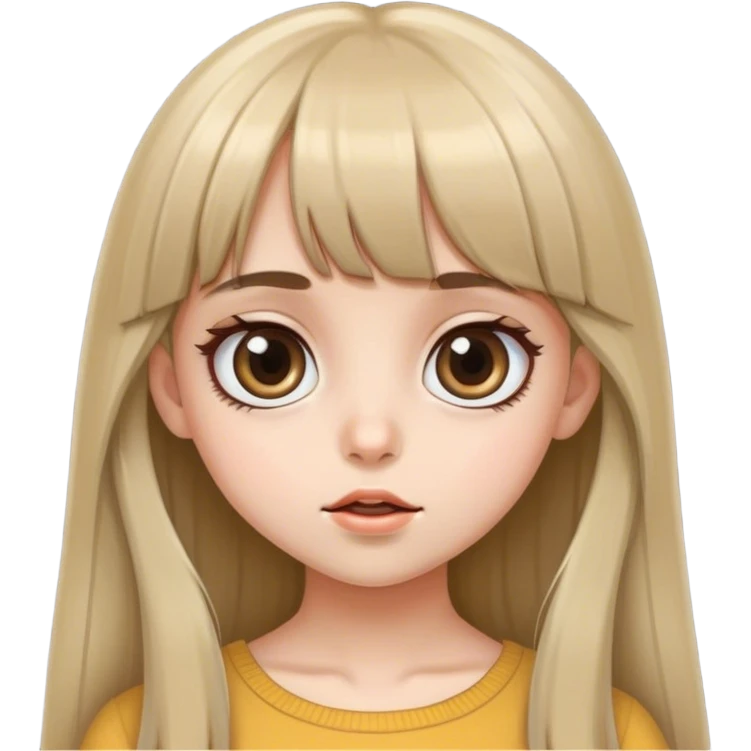 大眼睛有瀏海直長髮的女生 emoji