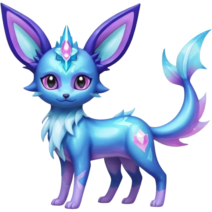 Shiny Iridescent Sparkly Nebulae Espeon-Lumineon-Vaporeon-Amaura-Glaceon-Dragonair-Fakémon-hybrid-creature (full body)  emoji