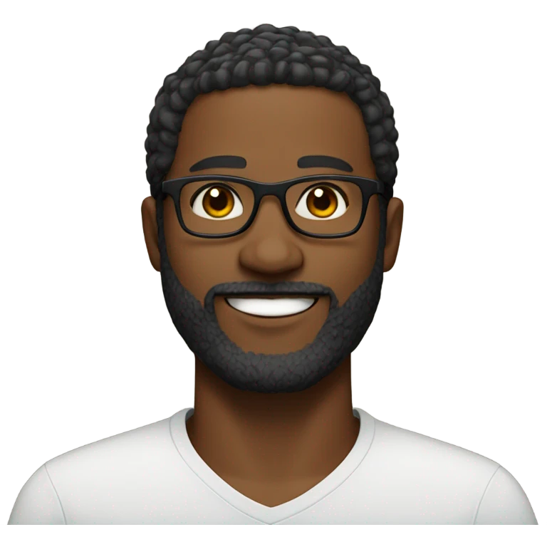 38 year old black man with glasses and beard emoji