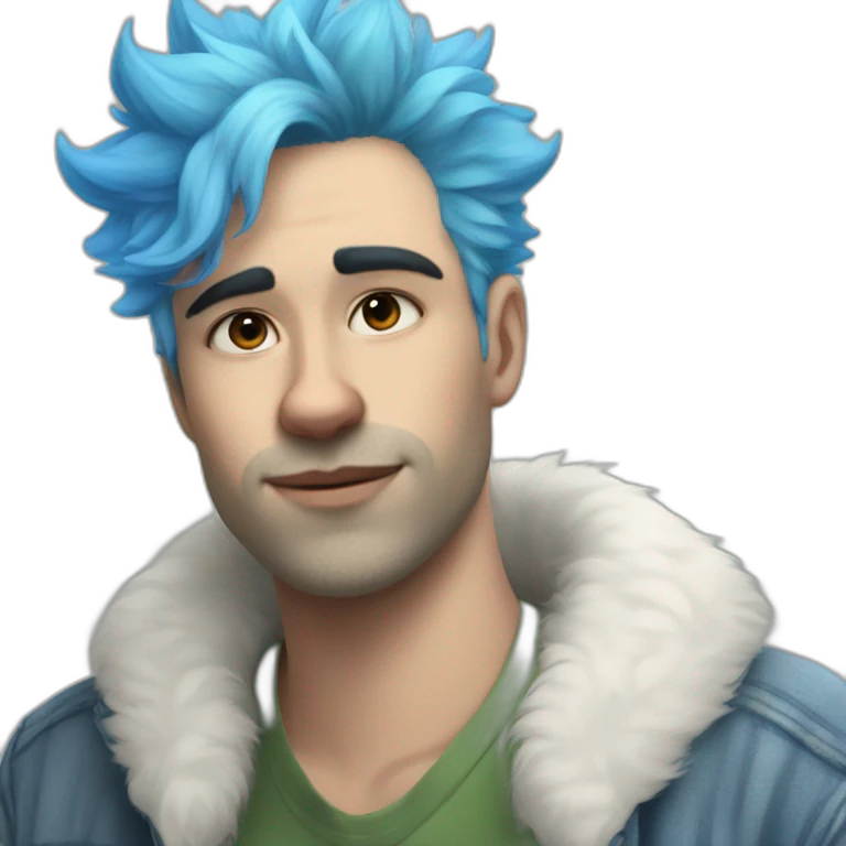 white pregnant queer furry blue haired man emoji