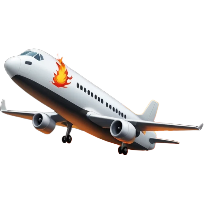 a plane crash in the middle of the night with fire and people running away emoji
